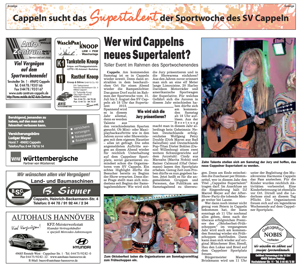 Wer wird Cappelns neues Supertalent?